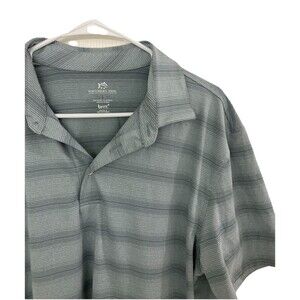 Men's Southern Tide Performance Polo Brr Nylon Blend Gray Striped Size Large